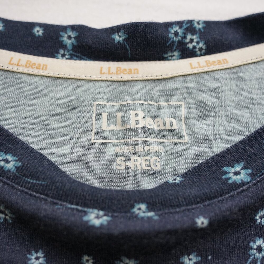 L.L.Bean Women's T-Shirt, Size Small, Blue & White Floral